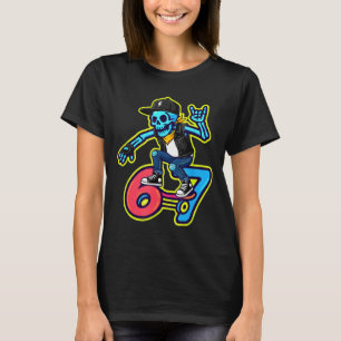 Lustiger 67 Skelett Skater Meme Retro Skateboardin T-Shirt