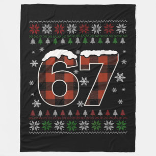 Lustiger „67“ Weihnachts-Meme – Rot und Grün Karie Fleecedecke