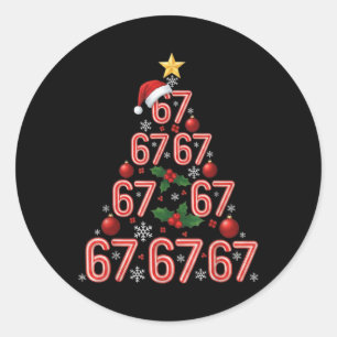 Lustiger 67 Weihnachtsbaum Candy Cane Meme Feierta Runder Aufkleber