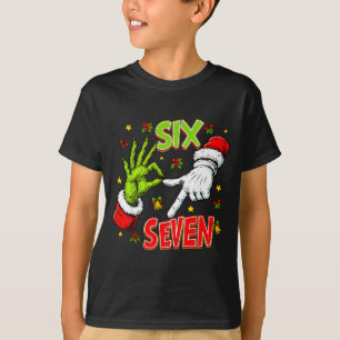 Lustiger 67 Weihnachtsmann Hand Weihnachten Sechs T-Shirt