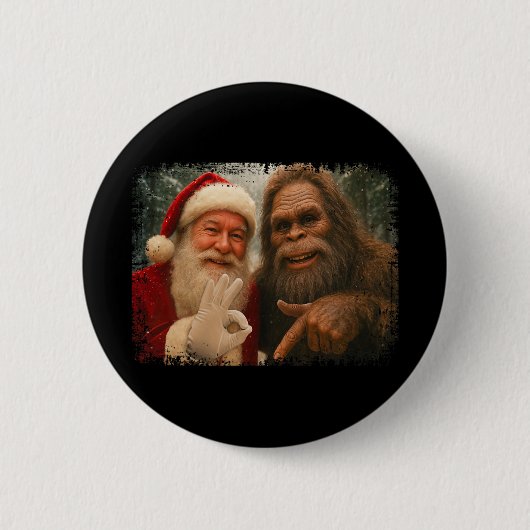 Lustiger 67 Weihnachtsmann mit Bigfoot Six Seven 6 Button (Vorderseite)