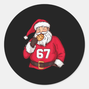 Lustiger 6 7 Meme Brainrot Weihnachtsmann Für Jung Runder Aufkleber