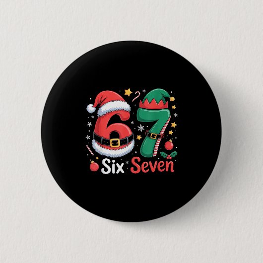 Lustiger 6 7 Meme Elf Santa Weihnachten Sechs Sieb Button (Vorderseite)