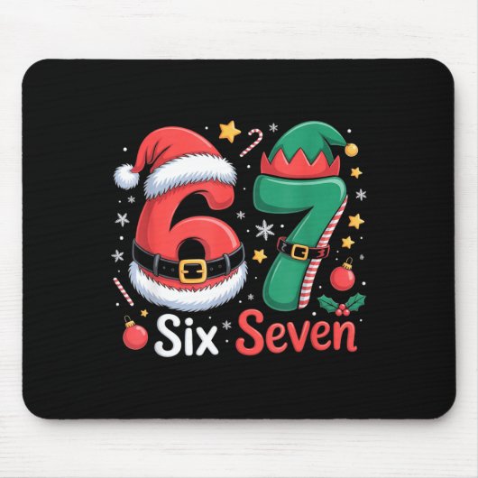 Lustiger 6 7 Meme Elf Santa Weihnachten Sechs Sieb Mousepad (Vorne)