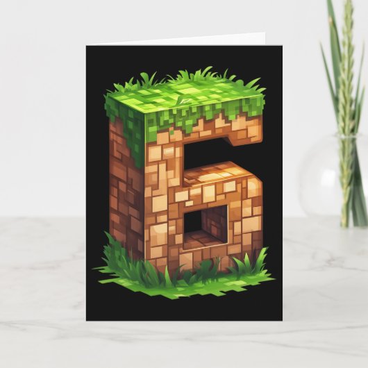 Lustiger 6. Geburtstag Nummer 6 Videospieler Pixel Karte (Vorderseite)