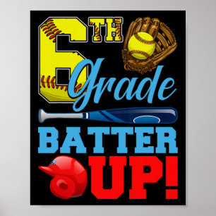 Lustiger 6. Klasse T-Shirt Softball Erster Schulta Poster