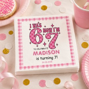 Lustiger 7. Geburtstag „Ich war 6, jetzt 7“ Part Serviette