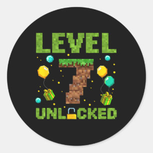 Lustiger 7. Geburtstag Junge Gamer Level 7 Freiges Runder Aufkleber