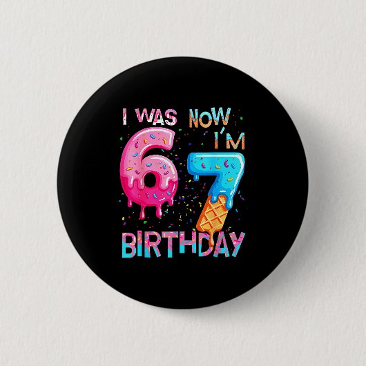Lustiger 7. Geburtstag sechs sieben 6 Button (Vorderseite)