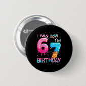 Lustiger 7. Geburtstag sechs sieben 6 Button (Vorne & Hinten)