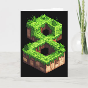 Lustiger 8. Geburtstag Nummer 8 Videospieler Pixel Karte