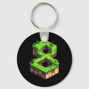 Lustiger 8. Geburtstag Nummer 8 Videospieler Pixel Schlüsselanhänger