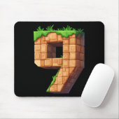 Lustiger 9. Geburtstag Nummer 9 Videospieler Pixel Mousepad (Mit Mouse)