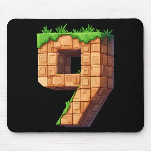 Lustiger 9. Geburtstag Nummer 9 Videospieler Pixel Mousepad (Vorne)