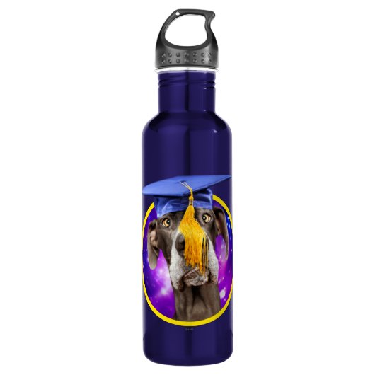 Lustiger Abschluss-Hundetragender Hut Edelstahlflasche (Vorderseite)