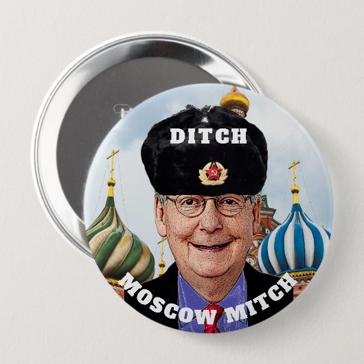 Lustiger "Abzugsgraben Moskau Mitch" McConnell Button (Vorne & Hinten)