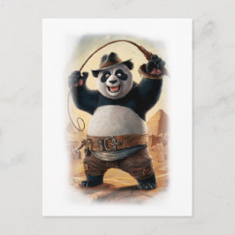 Lustiger Actionheld-Panda-Film auf einem Weißen Feiertagspostkarte