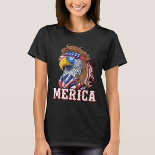Lustiger Adler-Mullet 4. Juli USA Amerikanische Fl T-Shirt