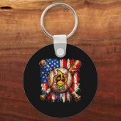 Lustiger Affe Baseball-Maskottchen mit amerikanisc Schlüsselanhänger (Vorderseite)