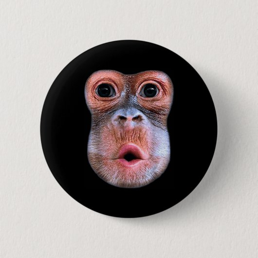 Lustiger Affe bläst Bauchgesicht, Affe bläst Magen Button (Vorderseite)