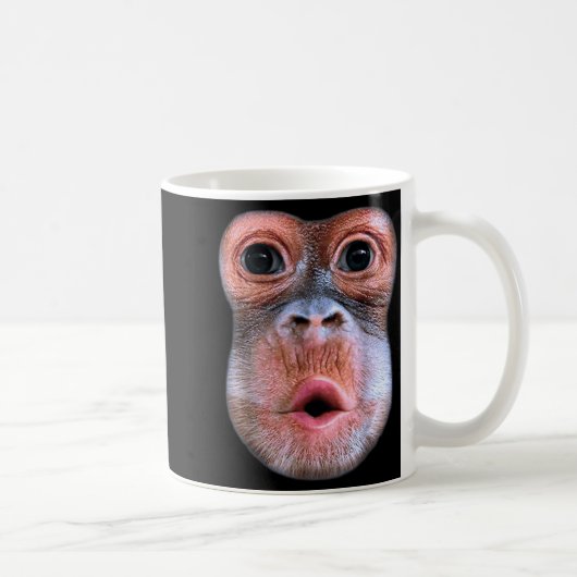 Lustiger Affe bläst Bauchgesicht, Affe bläst Magen Kaffeetasse (Rechts)