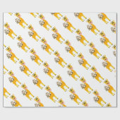 Lustiger Affe, der einen Giraffen-Cartoon reitet Geschenkpapier (Flach)