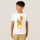 Lustiger Affe, der einen Giraffen-Cartoon reitet T-Shirt (Vorne ganz)