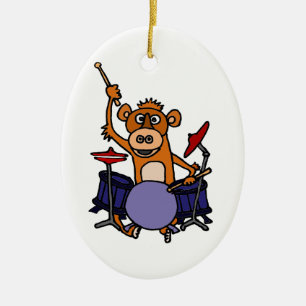 Lustiger Affe, der Trommeln spielt Keramik Ornament