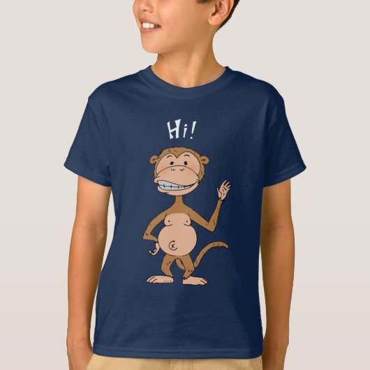 Lustiger Affe des Cartoon (hallo! U. Tschüss!) T-Shirt (Vorderseite)