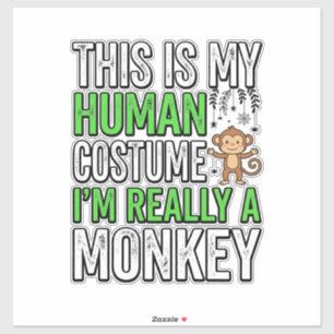 Lustiger Affe Mensch Kostüm Halloween-Shirt-Design Aufkleber
