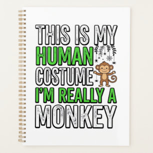 Lustiger Affe Mensch Kostüm Halloween-Shirt-Design Planer