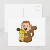 Lustiger Affe mit Banane Postkarte (Vorne/Hinten)
