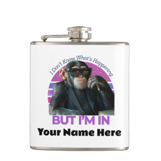 Lustiger Affe Name Ich weiß nicht, was los ist Flachmann