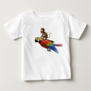 Lustiger Affe-Pilot reitet auf einem lebendigen Sc Baby T-shirt