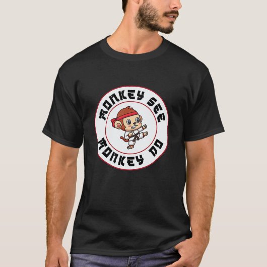 Lustiger Affe sieht Affen Karate machen T-Shirt (Vorderseite)