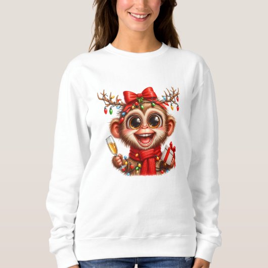 Lustiger Affe Weihnachtspulli Sweatshirt (Vorderseite)