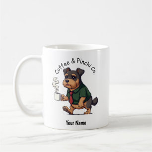 Lustiger Affenpinscher-Hund im Geschäftsanzug Kaf Kaffeetasse