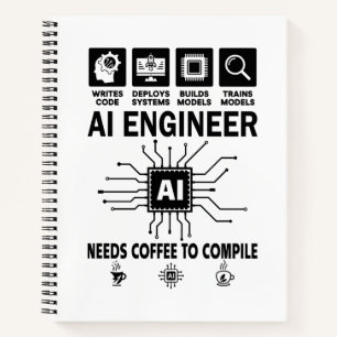 Lustiger AI-Ingenieur Liebhaber Braucht Kaffee Zum Notizblock