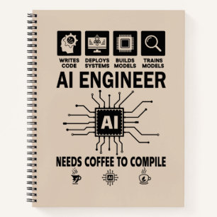 Lustiger AI-Ingenieur Liebhaber Braucht Kaffee Zum Notizblock