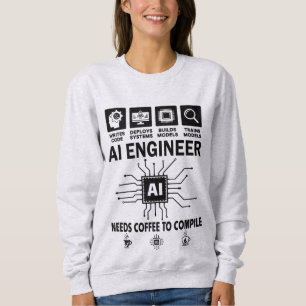 Lustiger AI-Ingenieur Liebhaber Braucht Kaffee Zum Sweatshirt