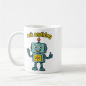 Lustiger Ai-Roboter mit Zitat 'Frag Alles' _ Geek- Kaffeetasse (Links)
