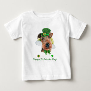 Lustiger Airedale Terrier Gold St. Patricks Day Baby T-shirt