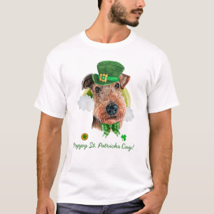 Lustiger Airedale Terrier Gold St. Patricks Day T-Shirt