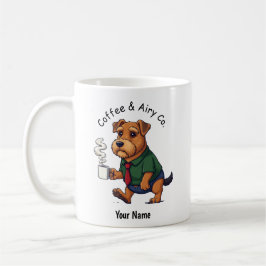 Lustiger Airedale Terrier Hund Geschäftsanzug Kaff Kaffeetasse