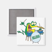 lustiger alberner Cartoon Frosch Drummer Cartoon Magnet (Vorderseite/Rückseite)