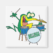 lustiger alberner Cartoon Frosch Drummer Cartoon Magnet (Vorne)