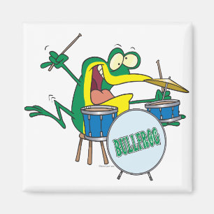 lustiger alberner Cartoon Frosch Drummer Cartoon Magnet