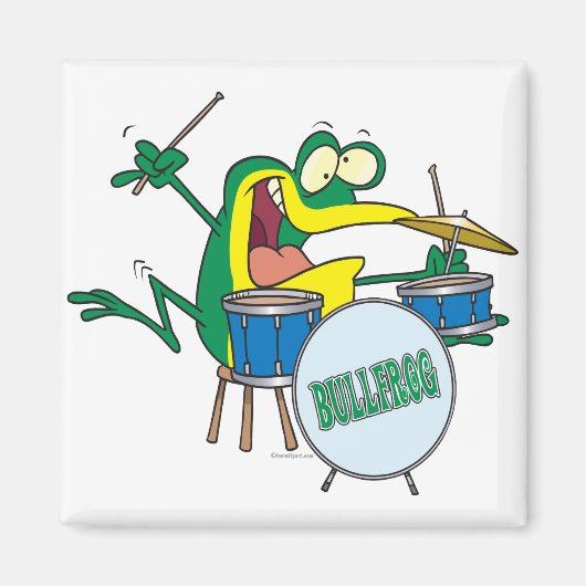 lustiger alberner Cartoon Frosch Drummer Cartoon Magnet (Vorne)