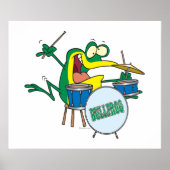 lustiger alberner Cartoon Frosch Drummer Cartoon Poster (Vorne)