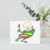 lustiger alberner Koch Frosch Cartoon Postkarte (Stehend Vorderseite)